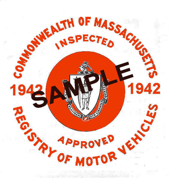 (image for) 1942 Massachusetts SPRING Inspection Sticker (RED)